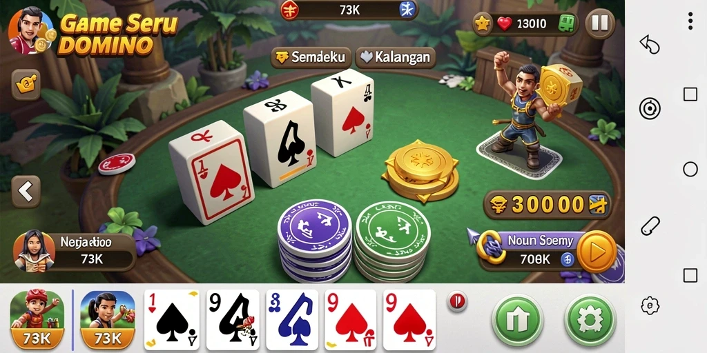 Tampilan gameplay seru Domino di aplikasi 73K.