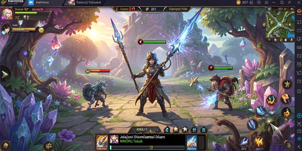 Tampilan seru gameplay C0077 yang menampilkan aksi pertempuran MMORPG.