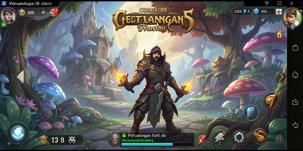 Tangkapan layar gameplay CORLA188 menampilkan karakter menjelajahi dunia fantastis.