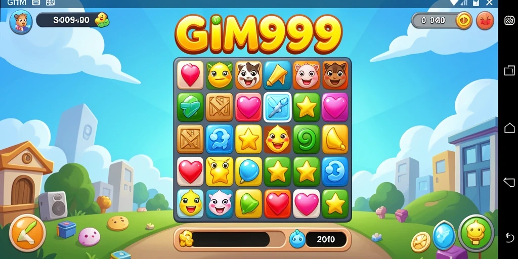 Screenshot GIM999 menampilkan aksi seru permainan Match-3.