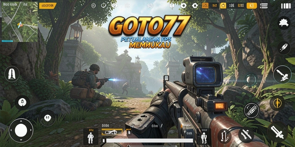 Screenshot gameplay menampilkan aksi menembak yang mendebarkan di GOTO77.