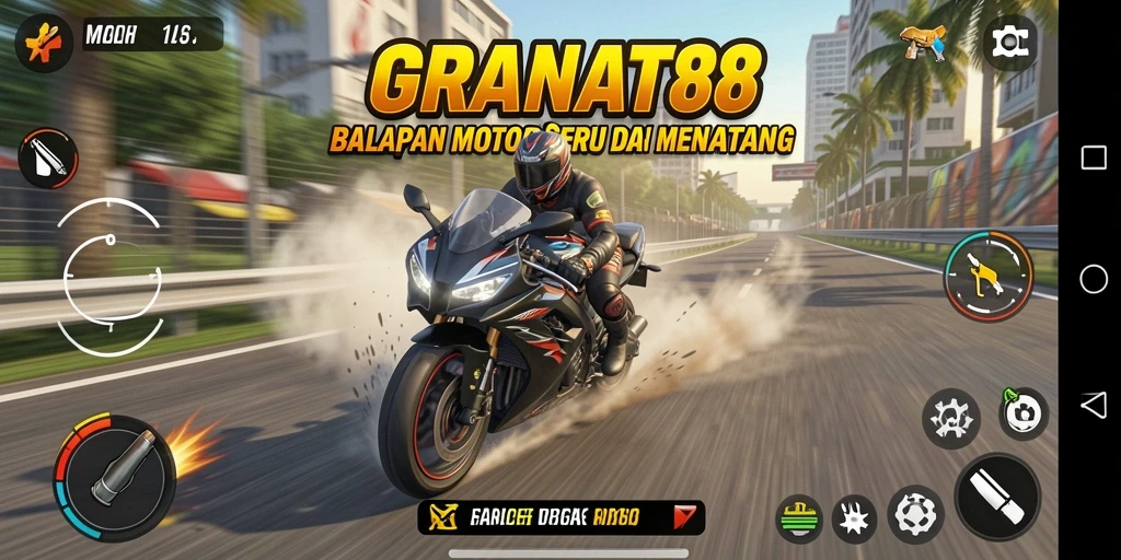 Tampilan gameplay balapan motor yang mendebarkan.