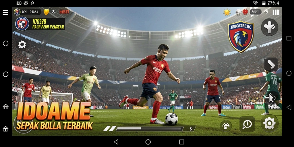 Tampilan layar gameplay ID098 dengan sinematografi sepak bola terbaik.