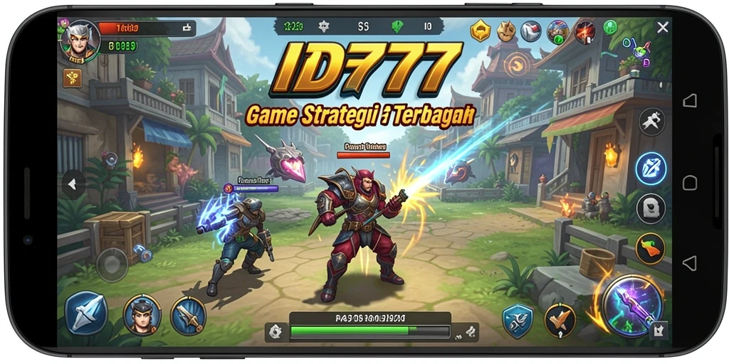 Screenshot utama ID777 menampilkan pertarungan strategi yang intens.