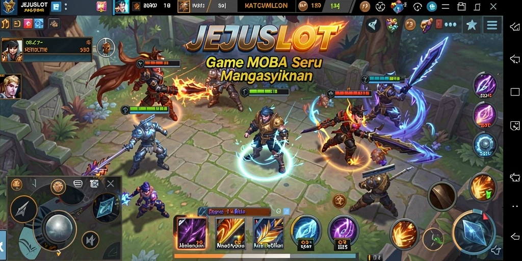 Tampilan gameplay seru dalam pertempuran strategi MOBA.