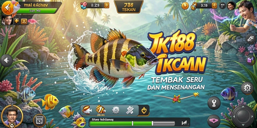 Tampilan gameplay JKT88 dengan berbagai ikan yang menunggu untuk ditangkap.
