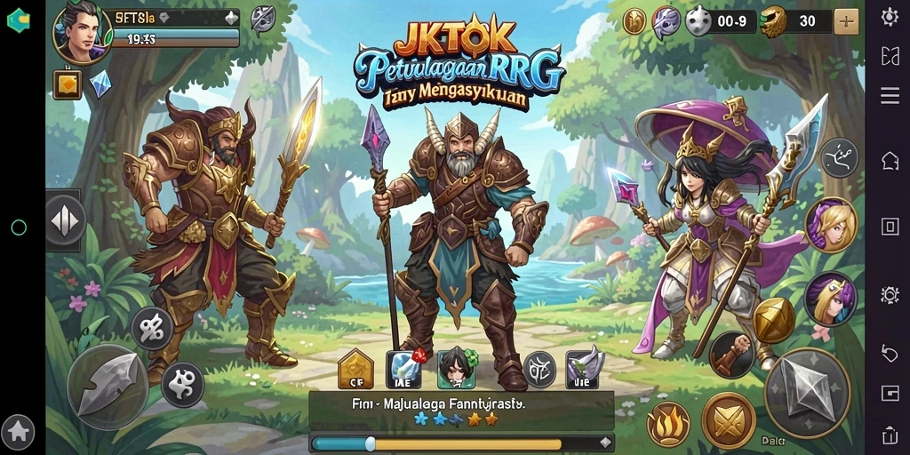Tangkapan layar gameplay JKTOK dengan karakter bertempur melawan monster besar.