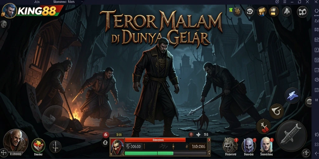 Screenshot gameplay KING88 yang menampilkan momen mencekam saat menjelajahi kegelapan.