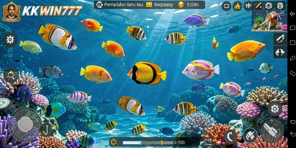 Screenshot gameplay KKWIN777 menampilkan aksi menembak ikan yang seru.