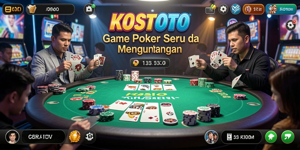 Screenshot KOSTOTO menampilkan gameplay Poker yang seru dan interaktif.