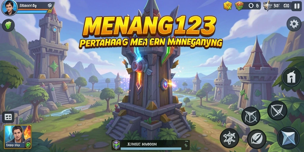 Tangkapan layar MENANG123 menampilkan aksi seru gameplay Tower Defense.