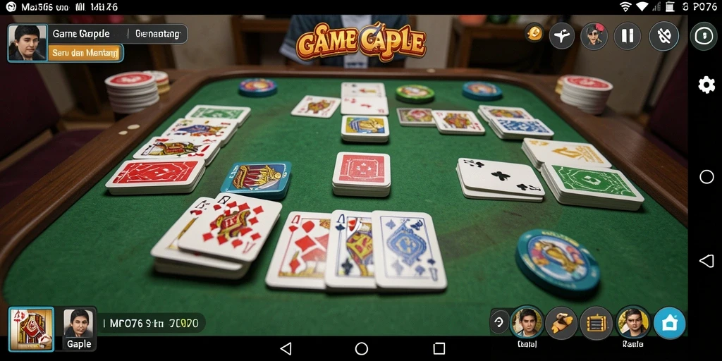Screenshot utama MPO76 menampilkan gameplay Gaple yang seru dan interaktif.