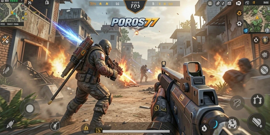 Tampilan gameplay POROS77 yang mendebarkan dan penuh aksi.
