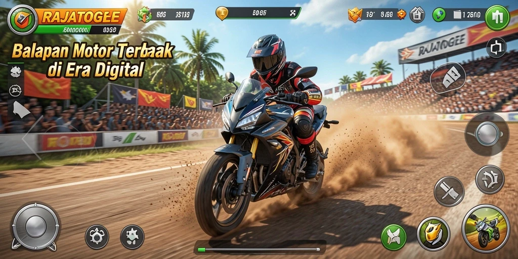 Tampilan screeshot RAJATOGEL menampilkan aksi balapan motor dengan detail tinggi.