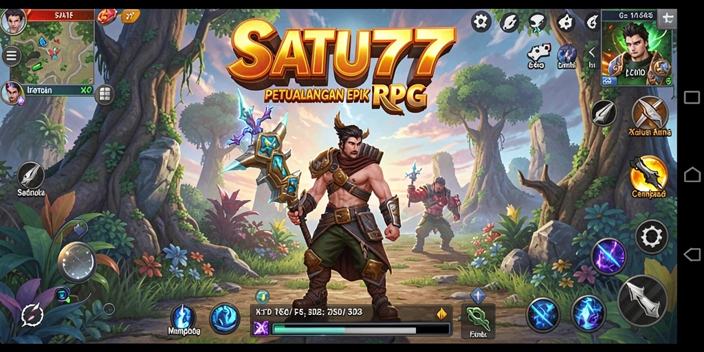 Tampilan gameplay <strong>SATU77</strong> yang menampilkan aksi epik dan karakter menarik.