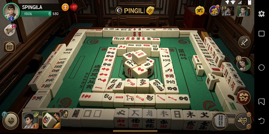 Tampilan gameplay SPINGILA dengan desain Mahjong yang menarik.