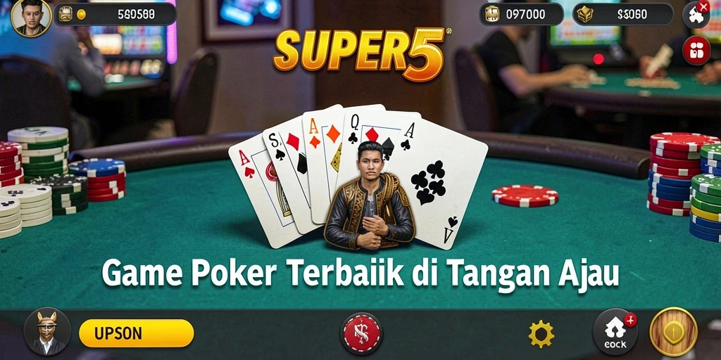 Screenshot SUPER5 menampilkan gameplay seru permainan Poker.